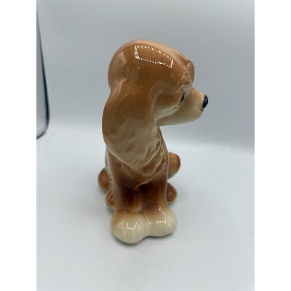 Vintage Cocker Spaniel Puppy Dog Ceramic Planter Brown Tan Glazed Pottery 8” - Picture 2 of 9